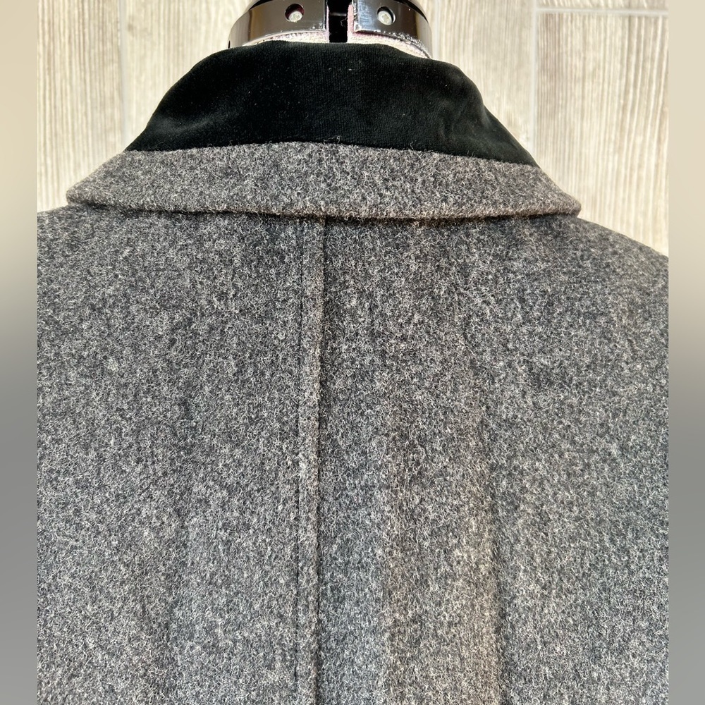 Vintage Mario de Pinto Wool Button Down Trench  Overcoat with Velvet Trim Large - Picture 11 of 16